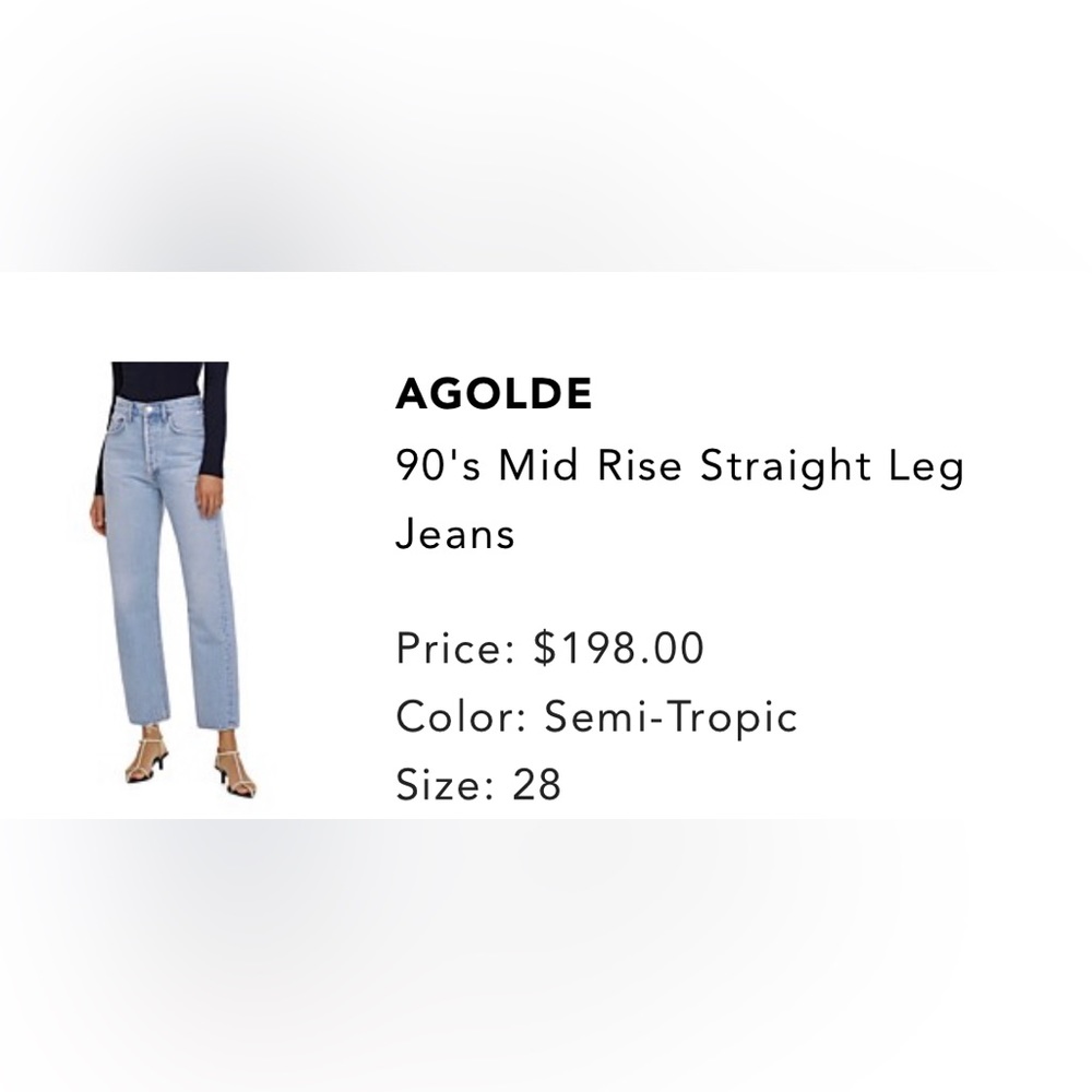 Agolde 90s mid rise jeans, Women’s size 28